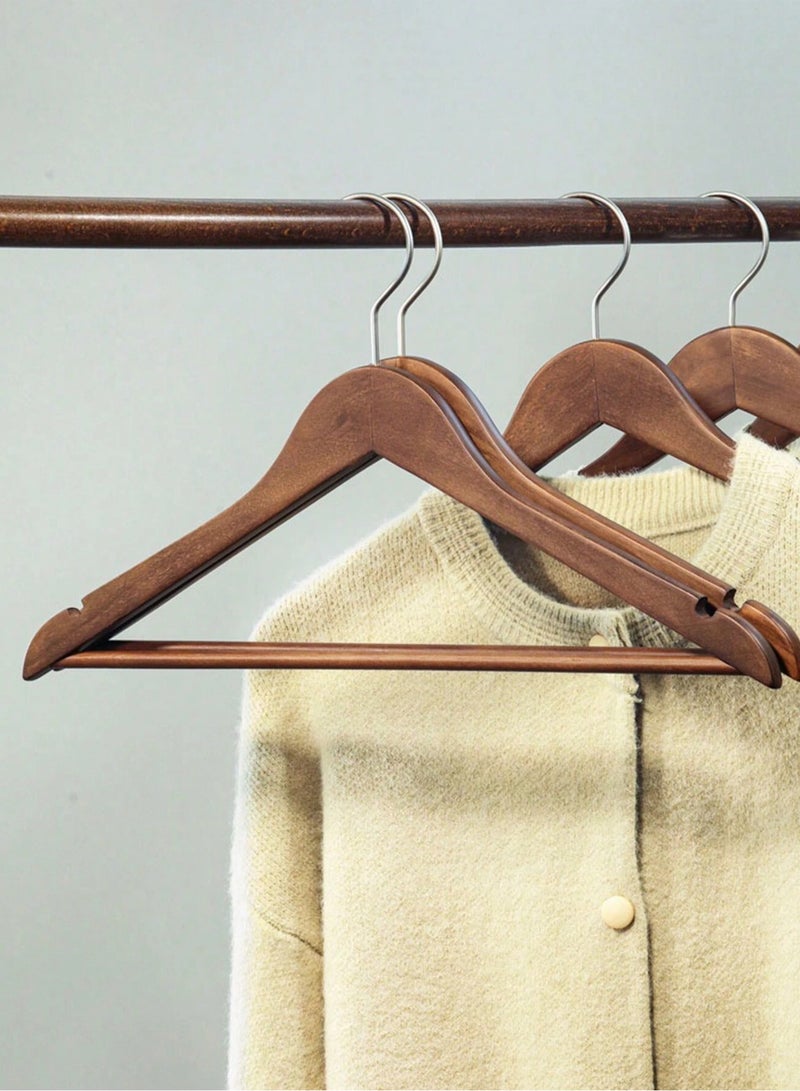 Wooden Clothes Hangers for Coats, Shirts, Jackets, Pants, and Suits - Set of 10 Multicolour  - Image 2