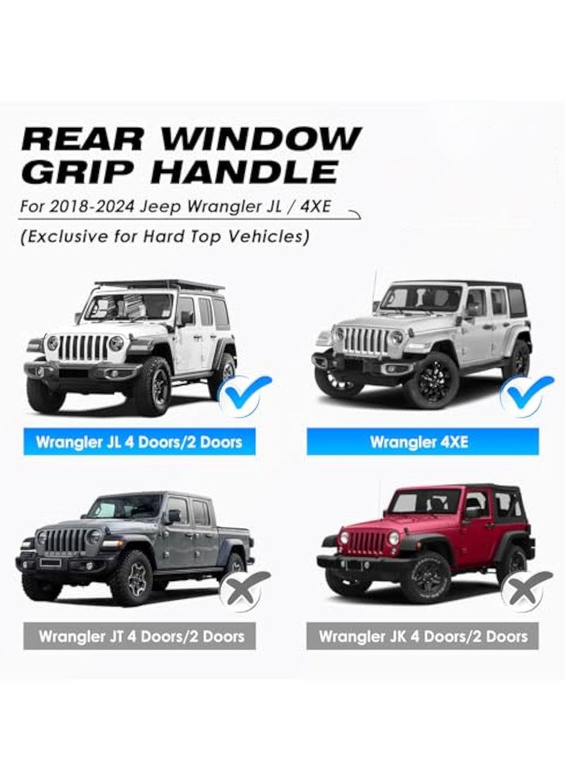 KASTWAVE Rear Window Grip Handle, for Jeep Wrangler (JL) 2018-2024 Jeep Wrangler 4xe, Trunk Handle, Rear Glass Assist Grip, Jeep Wrangler Accessories, Interior Accessories, Automotive Assist Handle - Image 2