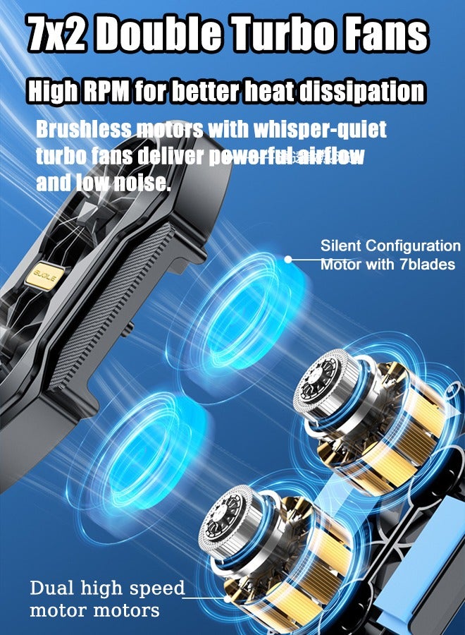 Phone Cooler with LED Light, Dual Fan USB Rechargeable Mobile Cooling Fan without Noise, Cellphone Radiator for Playing Games Tiktok for Universal iPhone/Android Smartphone - Image 3
