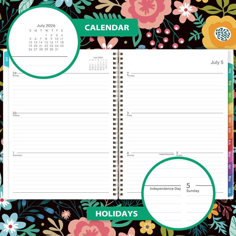 Journaltastic Planner 2026-2027 - 9" x 11",Academic Planner 2026-2027, JUL.2026 - JUN.2027, Weekly and Monthly Planning with Monthly Tabs, Back Pocket + Thick Paper + Twin-Wire Binding - Image 4