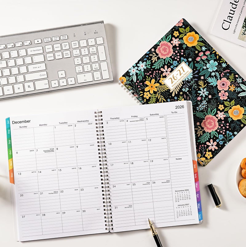 Journaltastic Planner 2026-2027 - 9" x 11",Academic Planner 2026-2027, JUL.2026 - JUN.2027, Weekly and Monthly Planning with Monthly Tabs, Back Pocket + Thick Paper + Twin-Wire Binding - Image 2