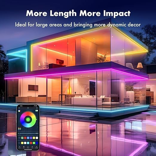 RIEO Hub RIEO Neon Rope Lights 164FT RGB LED Strip Lights App ControlIR RemoteMusic SyncingOutdoor IP67 WaterproofFlexible DIY Design for BedroomLivingGamingParty Decoration  - Image 5