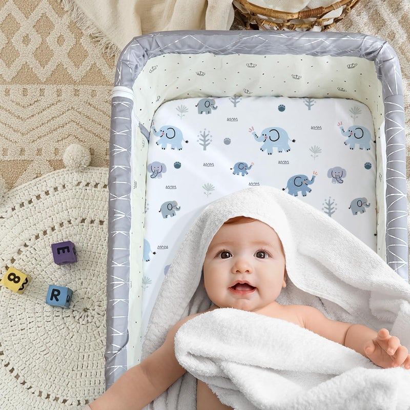 NacoMoco 4 Pack Bassinet Sheets - 33"x20" Bedside Bassinet Sheets for Baby Delight, Angelbliss, Fodoss & Most Regular Size Bedside Sleeper | Ultra Soft & Skin Friendly Bassinet Fitted Sheets for Boys Girls - Image 3