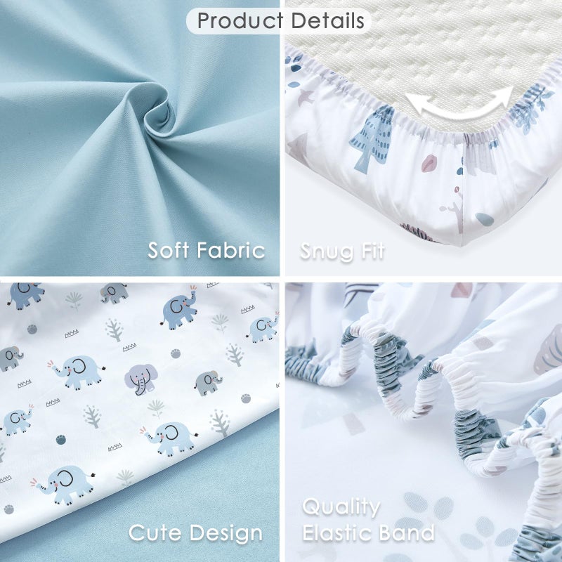 NacoMoco 4 Pack Bassinet Sheets - 33"x20" Bedside Bassinet Sheets for Baby Delight, Angelbliss, Fodoss & Most Regular Size Bedside Sleeper | Ultra Soft & Skin Friendly Bassinet Fitted Sheets for Boys Girls - Image 5