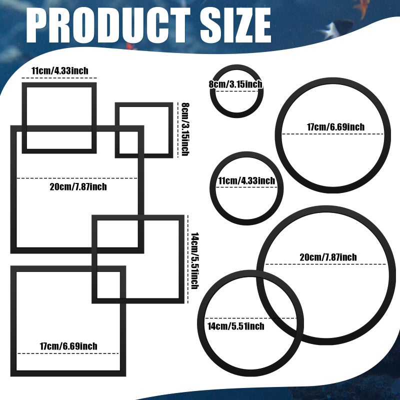 Yiyiring 20 Pcs Aquarium Floating Plant Rings Round Square Fish Feeding Rings Different Size Corral Foam Circle for Tank Keep Floating Plants in Place and Out of Filter, 5 Sizes(Black) - Image 2