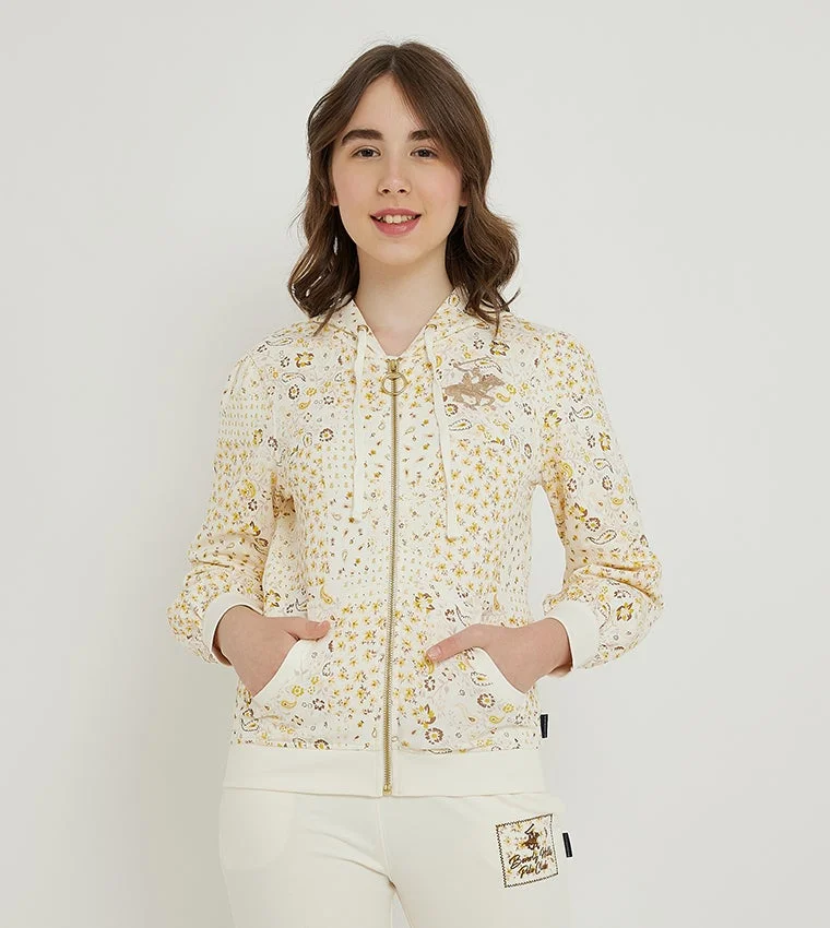Paisley Print Long Sleeves Hooded Jacket