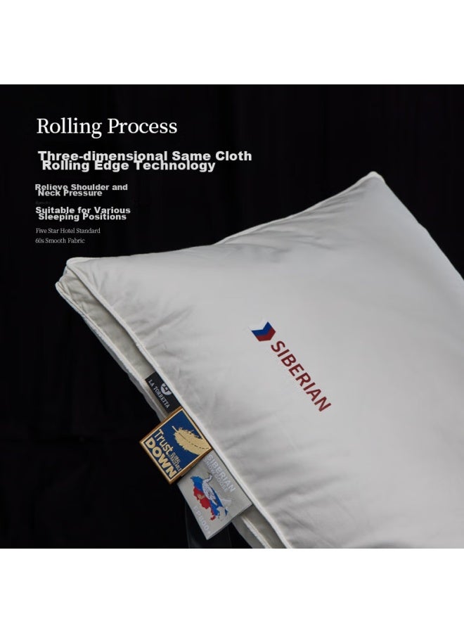 La Torretta Five-star Down Pillow, Siberian High-quality White Goose Down Pillow For Adults, Men And Women, Single Medium Pillow - Image 2