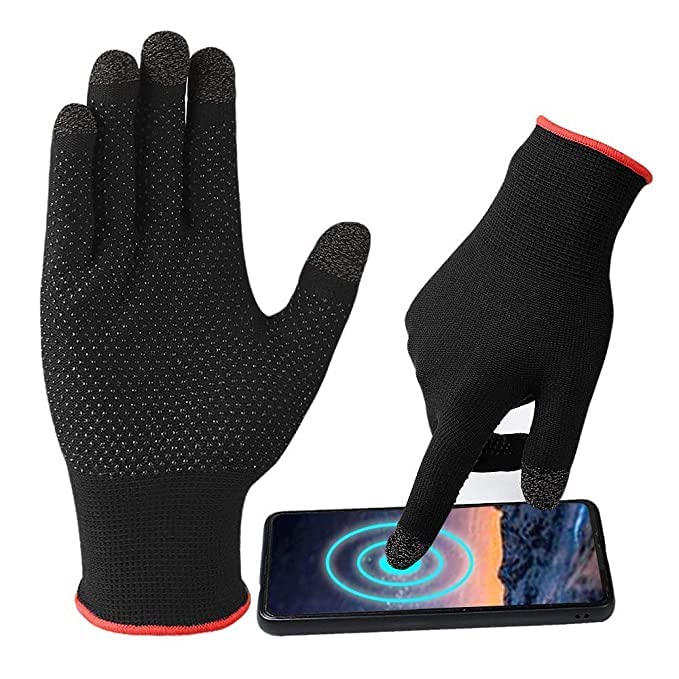 TYROCX Spandex Full Hand Pubg Glove Anti-Sweat & Breathable Glove Sleeve Touchscreen Gloves For All Mobile Gaming (1 Pair- Black), Pack of 2 - Image 2