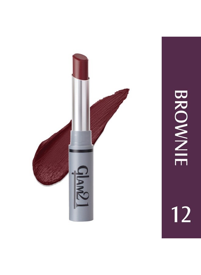 Glam 21 Glam21 Long Lasting Non-Transfer Lipstick|Creamy Matte Formula | Smudge-Free | HD-Colored lips - 2.8gm| Brownie-12 - Image 2