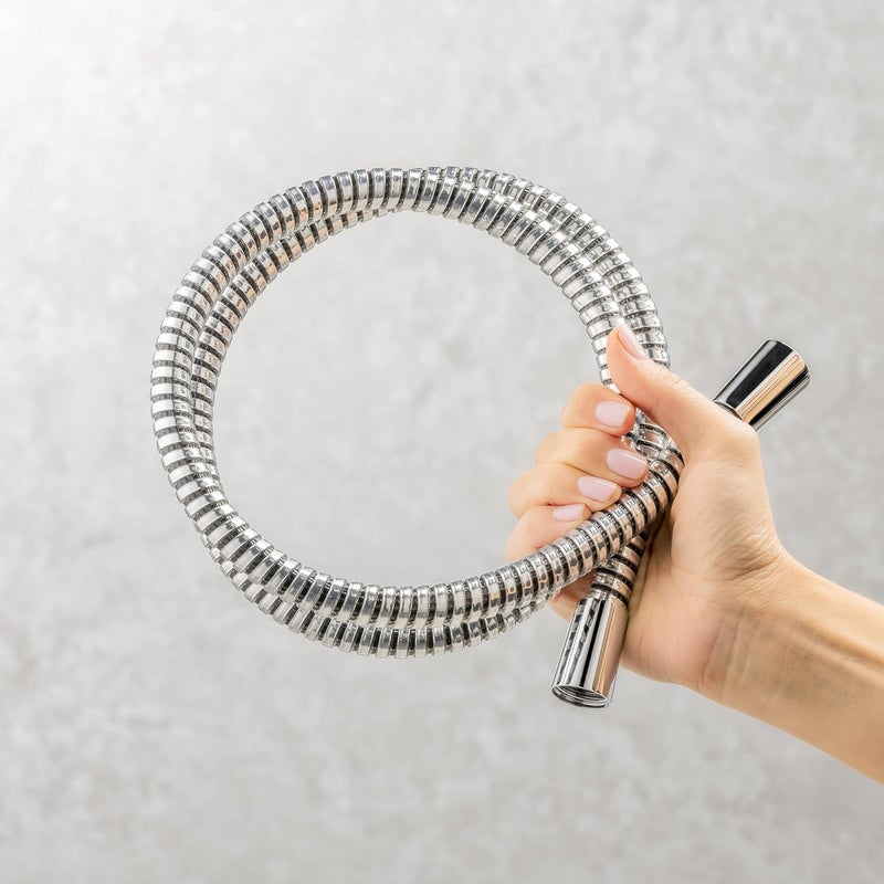 Lee Silver Soft Shower 150cm (1.5m) - Standard Size Shower Hose (1/2" Connection) 360° Kink Resistant, Smooth Surface, Easy to Clean, Pressure and Heat Resistant - Silver - Image 3