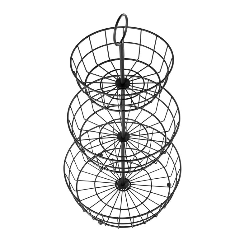 HANZE 3Tier Wire Fruit Basket Bowl Detachable Vegetable Bread Basket Display Storage Stand Design for Kitchen Bathroom Organization Brown