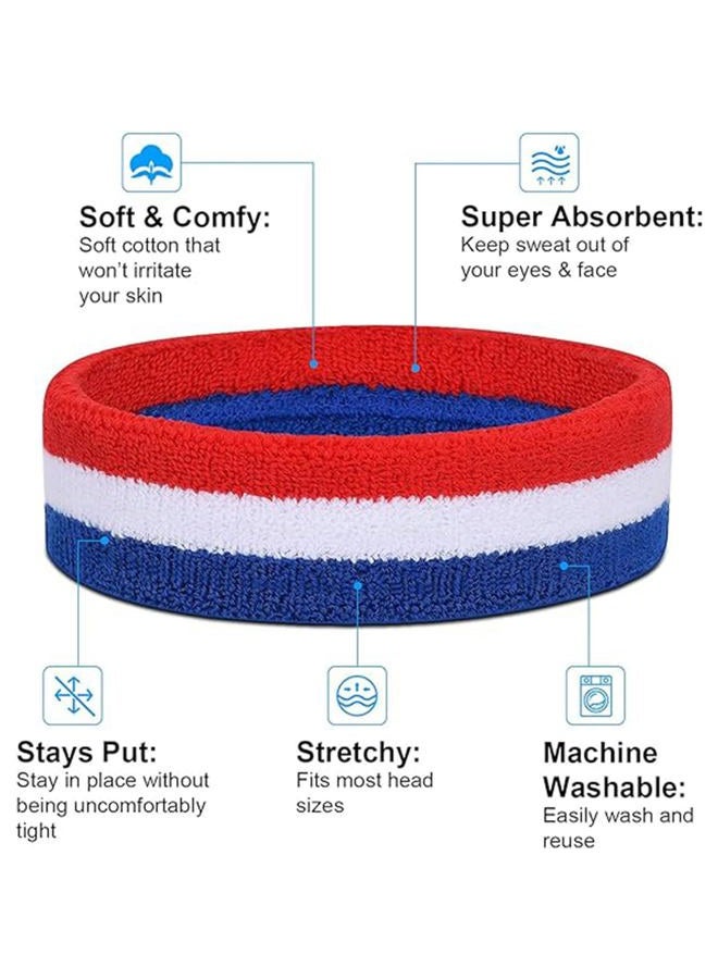 Favofit Headband/Wristbands for Women Men Girls Boys for Gym Workout & Yoga, 3 Pack, Super Comfy Sports Sweatbands for Football Baseball Basketball Soccer & Tennis, Sweat Out of Your Eyes & Wrists - Image 2
