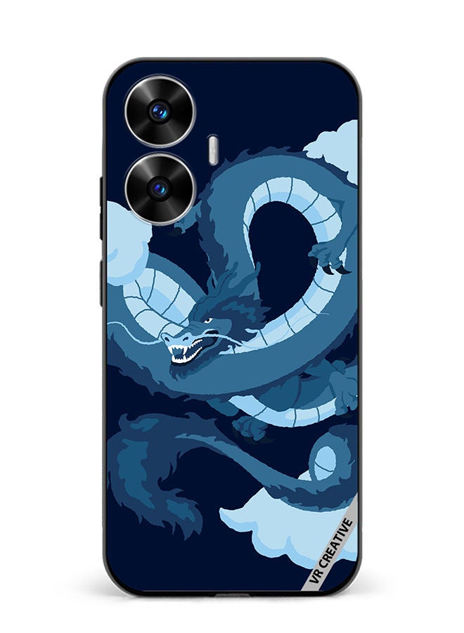 VR CREATIVE Protective Case Cover For Realme C55 Chinese Blue Dragon Design Multicolour - Image 1