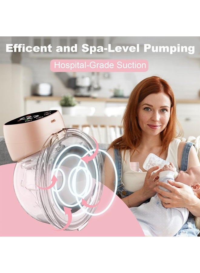 Nonlet Hands Free Breast Pump, Wearable Breastfeeding Pump, Portable Electric Breast Pump with 24mm Flange, Wireless Breast Milk Pump, Extractor de Leche Materna Electrico 3 Modes 9 Levels 2 Pack Pink - Image 3