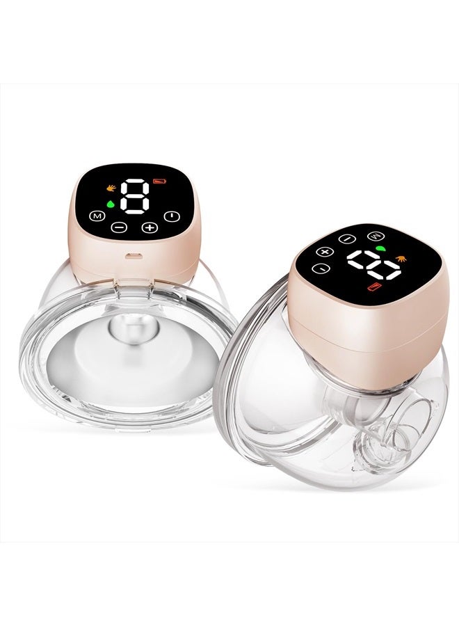 Nonlet Hands Free Breast Pump, Wearable Breastfeeding Pump, Portable Electric Breast Pump with 24mm Flange, Wireless Breast Milk Pump, Extractor de Leche Materna Electrico 3 Modes 9 Levels 2 Pack Pink - Image 1