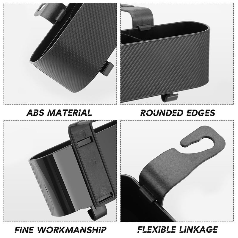 BELOMI Car Headrest Backseat Organizer with Cup Holder, Seat Back Hanging Storage Box with Hooks, Multi-Functional Drink Pocket Food Snack Phone Tray for Kids, Car Travel Accessories (Black) - Image 4