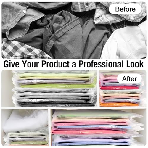 CUDICY Clear Cellophane Plastic Bags 60Pcs 12x15 Resealable Packaging Bags for Clothing Shirts Gifts Self Sealing Shiping Bags for Clothes Small Business - Image 4