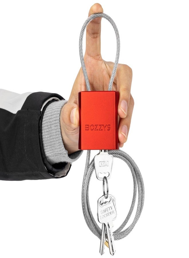 BOZZYS Universal Aluminum Cable Padlock,4MM×1M Adjustable Steel Safety Cable Lock,Plastic Coeted Steel Cable,3keys Per Lock,Red,Safety Lockout(BD-LG90) - Image 1