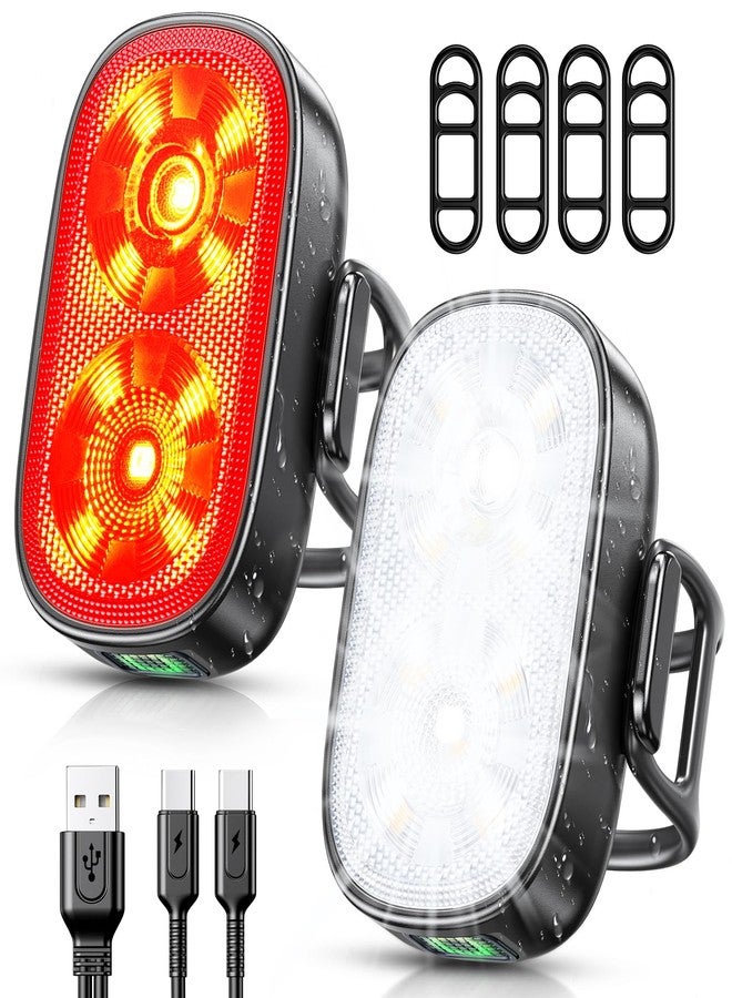ISEYOU Bike Lights, Ultra-Slim USB-C Rechargeable Bike Lights Front and Back, 5+6 Lighting Modes & IP65 Waterproof, Super Bright Bicycle Light Set for Road Mountain Night Riding Cycling - Image 1