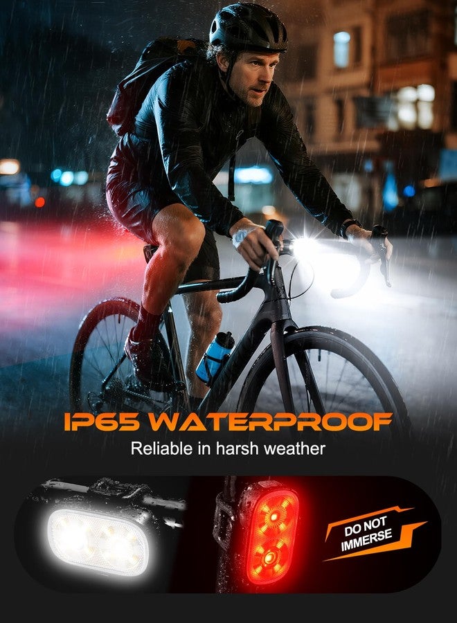 ISEYOU Bike Lights, Ultra-Slim USB-C Rechargeable Bike Lights Front and Back, 5+6 Lighting Modes & IP65 Waterproof, Super Bright Bicycle Light Set for Road Mountain Night Riding Cycling - Image 4