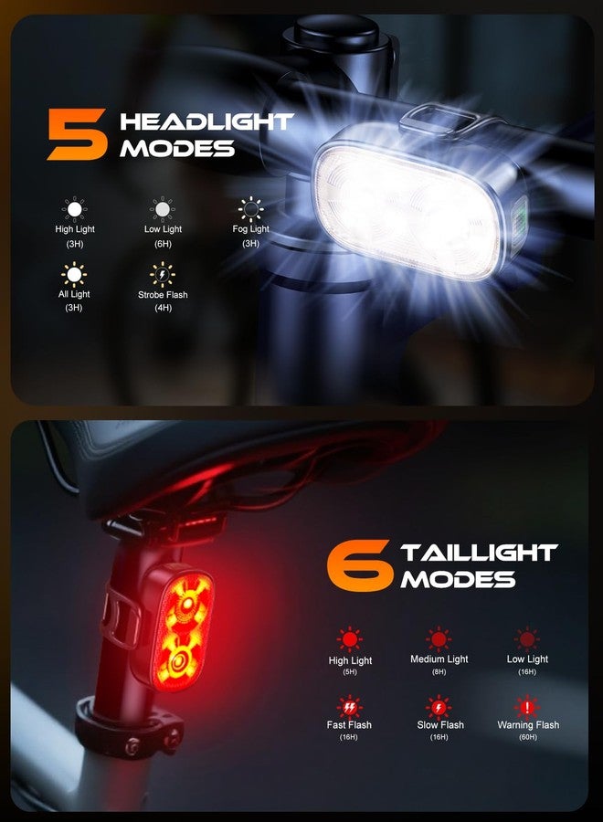 ISEYOU Bike Lights, Ultra-Slim USB-C Rechargeable Bike Lights Front and Back, 5+6 Lighting Modes & IP65 Waterproof, Super Bright Bicycle Light Set for Road Mountain Night Riding Cycling - Image 3