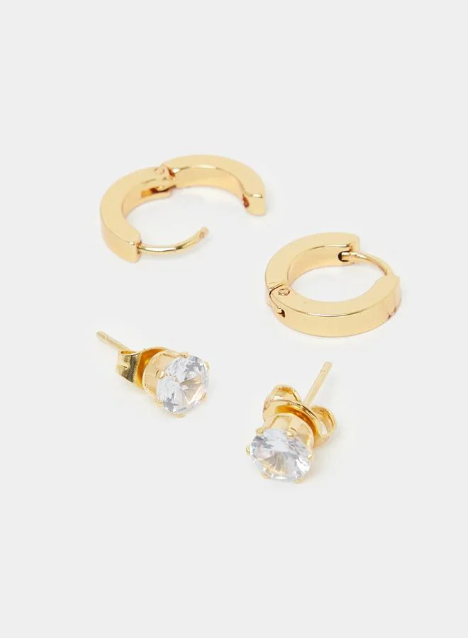 ستايلي Set Of 3 - Stud And Hoop Earrings