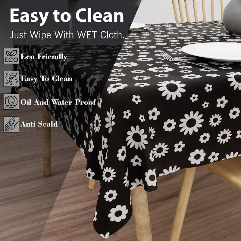Wings Star 2-4 Seater PVC Table Cover; Anti Slip; 40x60 Inches; 4 Seater Center Table Cover; Black Daisy - Image 3