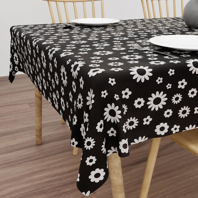 Wings Star 2-4 Seater PVC Table Cover; Anti Slip; 40x60 Inches; 4 Seater Center Table Cover; Black Daisy - Image 1