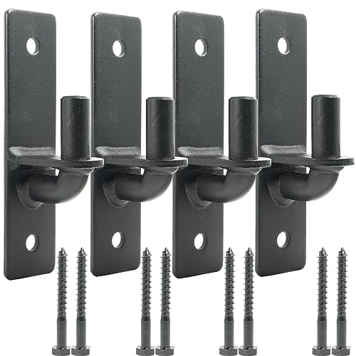 Jikacok Wall Mount 4 Pack Gate Hinge Black, Sturdy Fence Post Chain Link Hinges with 5/8 Pin - Image 1