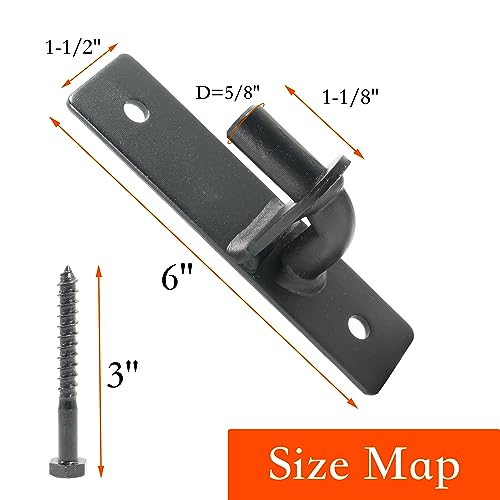 Jikacok Wall Mount 4 Pack Gate Hinge Black, Sturdy Fence Post Chain Link Hinges with 5/8 Pin - Image 3