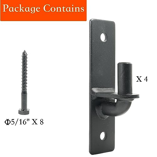 Jikacok Wall Mount 4 Pack Gate Hinge Black, Sturdy Fence Post Chain Link Hinges with 5/8 Pin - Image 2