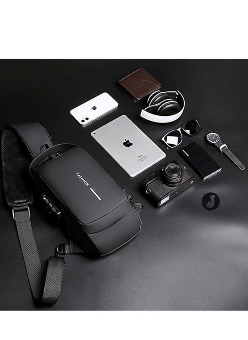 JAJEEK Waterproof Leather Crossbody Sling Bag with USB Charging Port – Stylish and Functional Backpack for Travel & Hiking  - Image 4