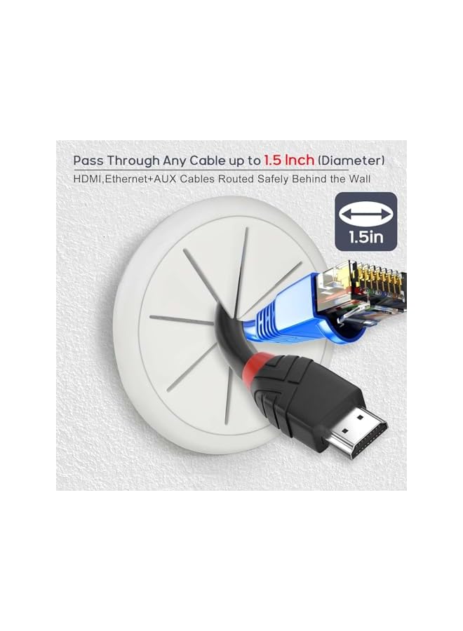 promass 4 Pcs TV Cord Hide for Wall,TV Cable Hider,TV Wire Hider Cable Grommet Cable Hole Cover with 1 Hole Saw Drill Attachment,Cable Management Kit for Office and Home Table Cable (60mm Hole) - Image 4