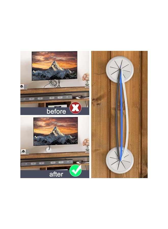 promass 4 Pcs TV Cord Hide for Wall,TV Cable Hider,TV Wire Hider Cable Grommet Cable Hole Cover with 1 Hole Saw Drill Attachment,Cable Management Kit for Office and Home Table Cable (60mm Hole) - Image 2