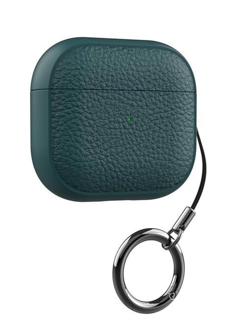 Case Compatible with AirPods 4 Leather Touch Design Protective Case with Hand Strap, Drop-Resistant, Shockproof (Green)