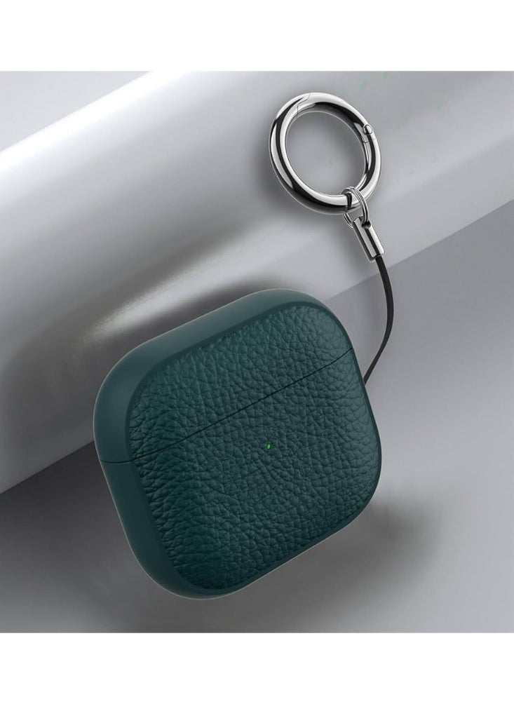 Generic - Case Compatible with AirPods 4 Leather Touch Design Protective Case with Hand Strap, Drop-Resistant, Shockproof (Green) - Image 1