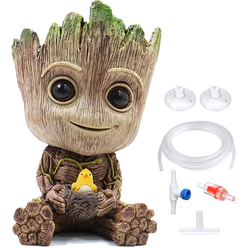 TEEMO Aquarium Groot Air Bubbler Decorations Air Bubbler Resin Brown Decorations for Fish Tank