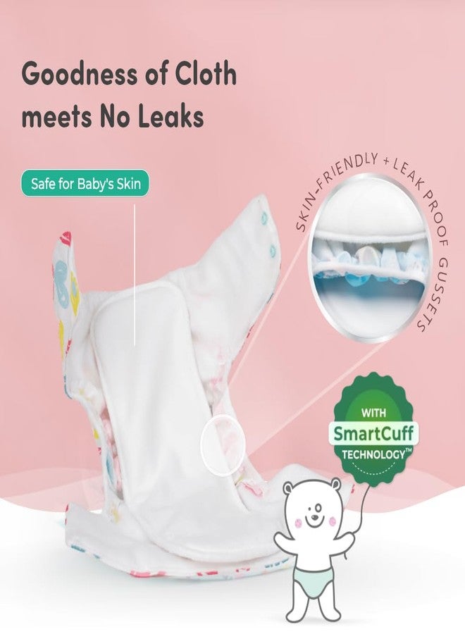 Mylo Leak-Proof Baby Cloth Diaper Combo (2 Diapers + 2 Inserts) | Free Size (3M-3Y) | High Absorption | Quick Dry | Oeko-Tex Certified | Washable - ABC & Heart Doodles - Image 3
