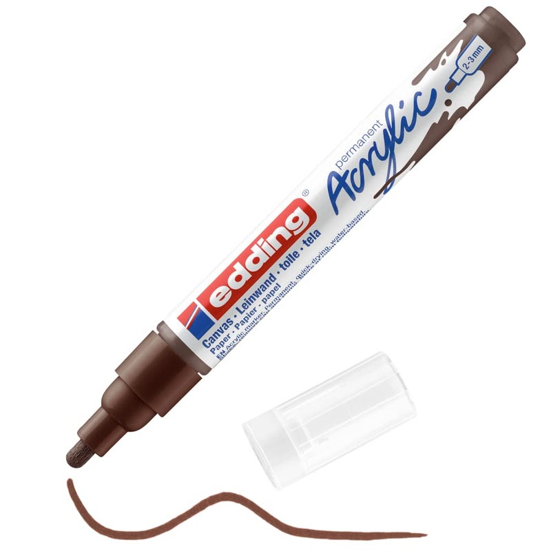 edding 5100 acrylic marker medium brown 1 waterproof acrylic paint marker round nib 23mm acrylic paint pen for drawing on canvas art paper and wood acrylic markers for pebbles