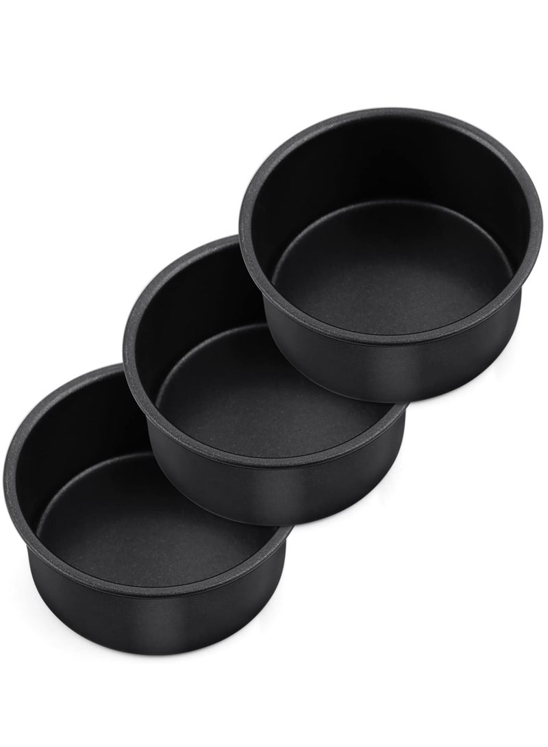 Excefore 4 Inch Cake Pan Set of 3 Nonstick Stainless Steel Small Round Cake Pans Tin for Baking Birthday Wedding Layer Cakes Straight Sides and 2 Inch Depth - Image 1