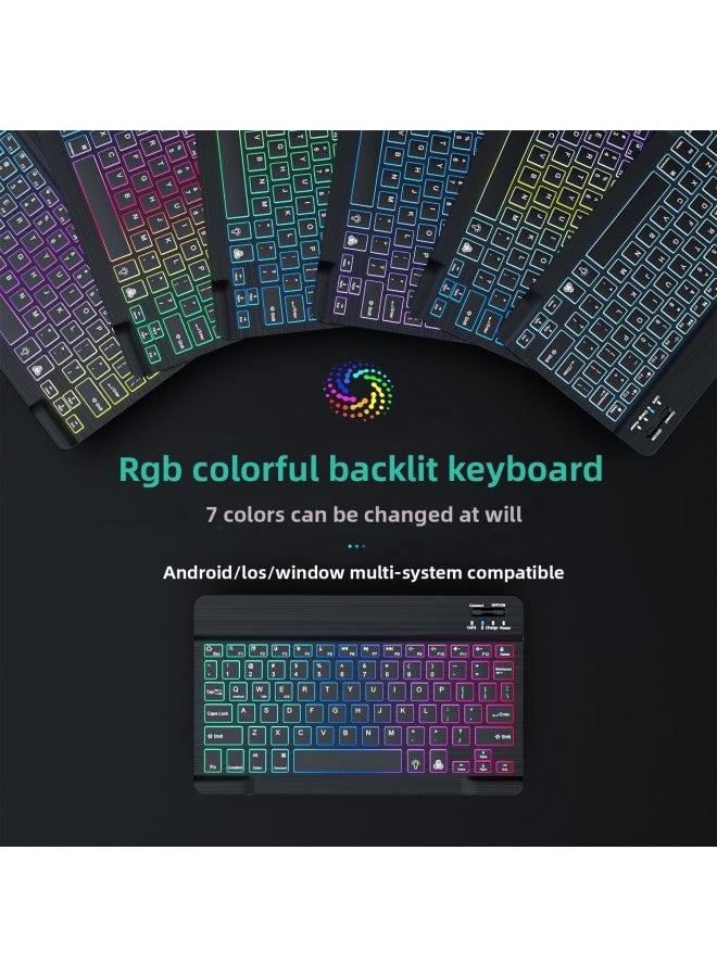 Selling Bluetooth Keyboard Mobile Phone Tablet External Wonderful Control Keyboard Colorful Luminous Keyboard Mouse Suit-Color:10inch Gradient Backlit Keyboard + Luminous Rechargeable Mouse - White - Image 3
