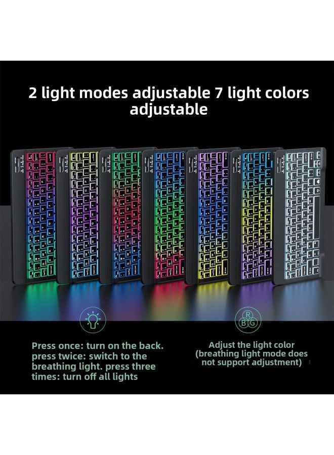 Selling Bluetooth Keyboard Mobile Phone Tablet External Wonderful Control Keyboard Colorful Luminous Keyboard Mouse Suit-Color:10inch Gradient Backlit Keyboard + Luminous Rechargeable Mouse - White - Image 4