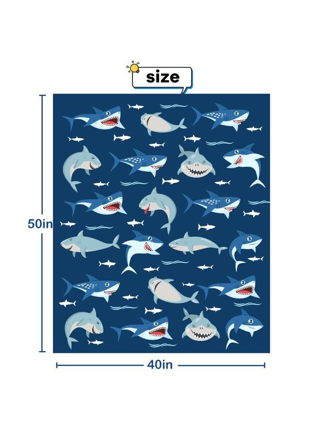 BOOPBEEP Shark Throw Blankets for Kids, Soft Warm Lightweight Bluey Toddle Blankets with Shark Pattern for Boys & Girls - Image 2