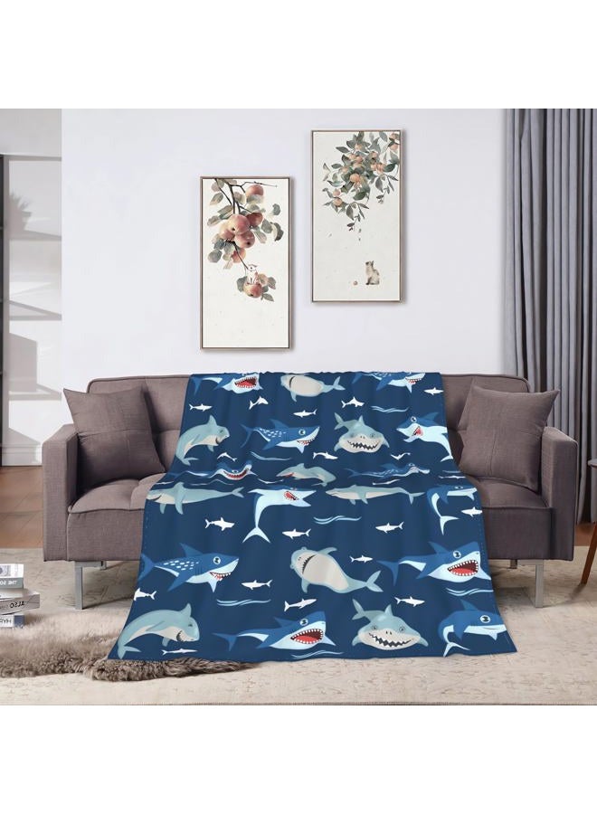 BOOPBEEP Shark Throw Blankets for Kids, Soft Warm Lightweight Bluey Toddle Blankets with Shark Pattern for Boys & Girls - Image 5