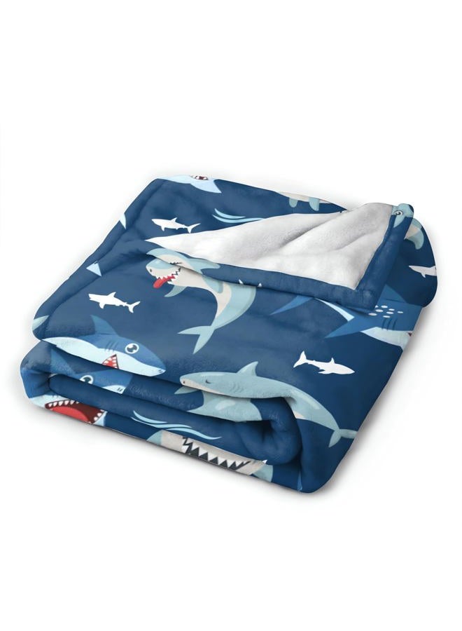 BOOPBEEP Shark Throw Blankets for Kids, Soft Warm Lightweight Bluey Toddle Blankets with Shark Pattern for Boys & Girls - Image 3