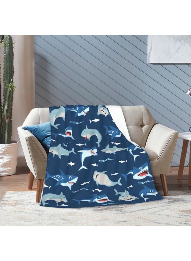 BOOPBEEP Shark Throw Blankets for Kids, Soft Warm Lightweight Bluey Toddle Blankets with Shark Pattern for Boys & Girls - Image 4