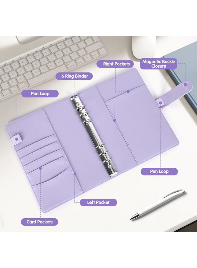 Antner A5 Kpop Photocard Binder 6-Ring Card Collector Album with 40 Pack Card Sleeves, PU Leather Photocard Holder Book with Multi-Size Photo Protectors for Organizing Trading Cards, Purple A5 Binder - Image 5