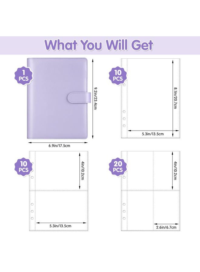Antner A5 Kpop Photocard Binder 6-Ring Card Collector Album with 40 Pack Card Sleeves, PU Leather Photocard Holder Book with Multi-Size Photo Protectors for Organizing Trading Cards, Purple A5 Binder - Image 2