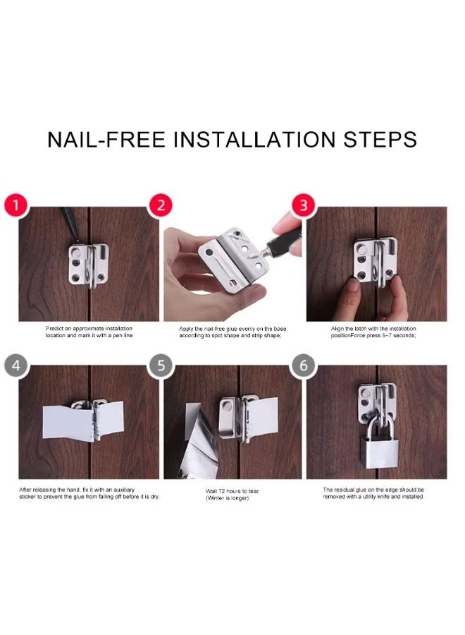 3PCS Stainless Steel Heavy Duty Cabinet Lock Drawer Latch Security Door Lock Child Proof Safety Latch for Furniture - Image 4