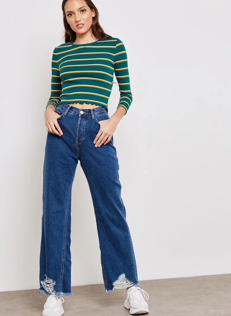 FOREVER 21 Striped Long Sleeve T-Shirt